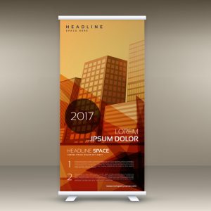 vintage color roll up standee design template vector